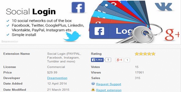 افزونه لاگین با شبکه اجتماعی به اپن کارت